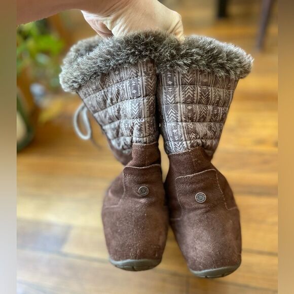 North Face Like New Brown Nuptse Purna II Women’s boots size 10 fur lined - Picture 6 of 10